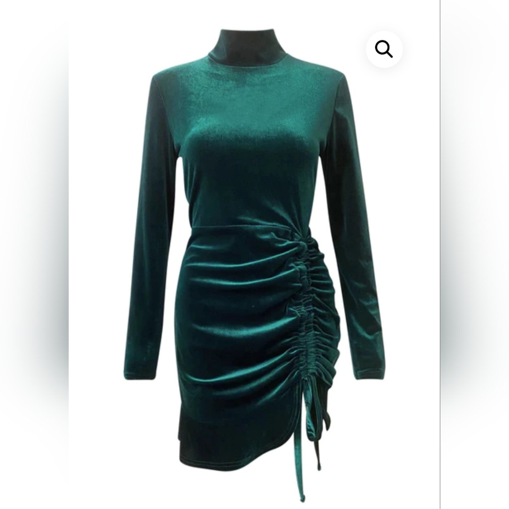 Women's  VELVET  RUCHED  DRESS